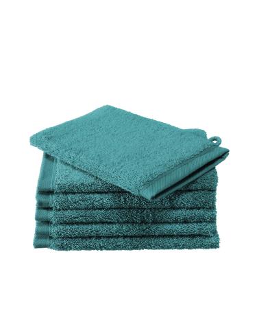 De Witte Lietaer Contessa Luxe Set of 6 Cotton Washcloths Petrol Green 16 x 22 cm 16x22 Petrol Green