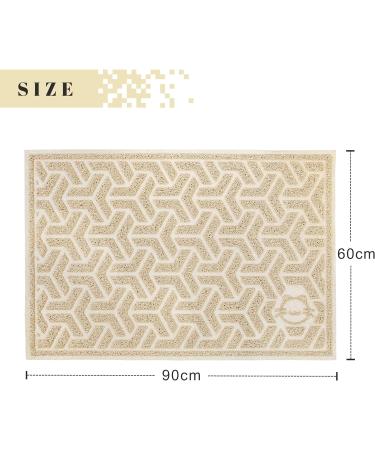 JanYoo Cat Litter Box Mat Kitty Premium PVC Pad Durable Trapping Rug Phthalate Free Urine-Resistant Scatter Control 90 x 60 CM Beige - Buy Online on SooperMarket.com