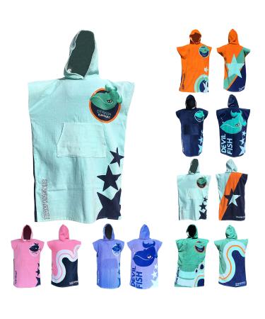 Team Magnus kids poncho towel - bathrobe for kids - one size for 4'-5'6" Light Blue