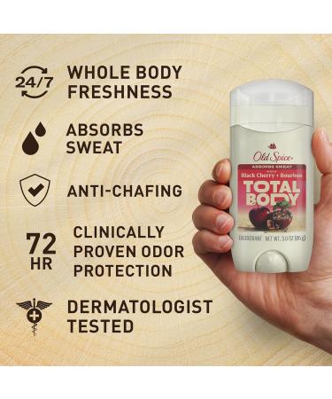 Old Spice Whole Body Deodorant for Men Total Body Deodorant Black Cherry + Bourbon Scent Aluminum Free Deodorant Stick for 24/7 Freshness // Dermatologist Tested Whole Body Deodorant 3.0 oz - Buy Online on SooperMarket.com