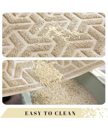 JanYoo Cat Litter Box Mat Kitty Premium PVC Pad Durable Trapping Rug Phthalate Free Urine-Resistant Scatter Control 90 x 60 CM Beige - Buy Online on SooperMarket.com