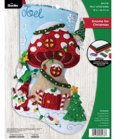 Bucilla  Gnome Christmas 18 Felt Applique Stocking Making Kit  Perfect for DIY Holiday Needlepoint Arts and Crafts  89473E Gnome for Christmas