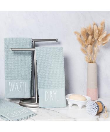 Rae Dunn 100% Cotton Embroidered Hand Towels Set - Blue Dish Towels - Wash Clean Dry - 16x26 - Decorative Hand Towels for Kitchen and Bathroom (3 Pack) - Buy Online on SooperMarket.com