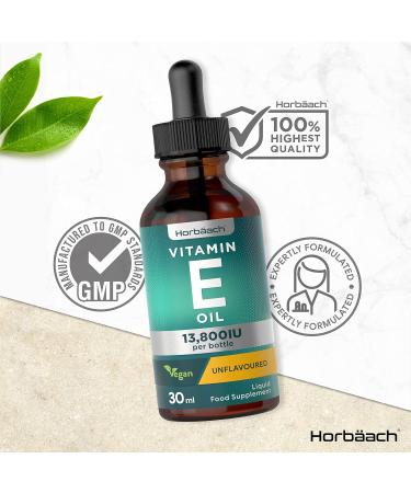 Vegan Vitamin E Oil Oral Drops 30ml | 230iu | 13 800iu per Bottle | Unflavoured Liquid Supplement by Horbaach - Buy Online on SooperMarket.com