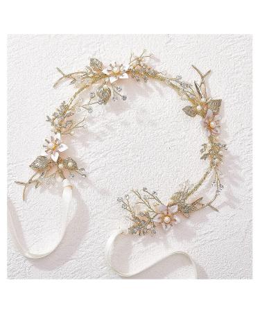SWEETV Gold Flower-Leaf Bridal Headband | Wedding Hair Accessories for Brides - Buy Online on SooperMarket.com