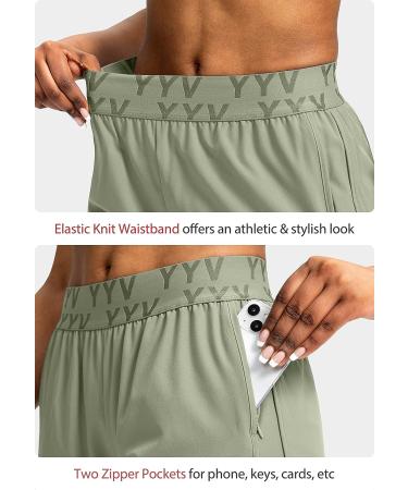 YYV Women's Running Shorts with Zipper Pockets - Quick-Dry Athletic Gym Shorts - Grey Sage, Medium - Buy Online on SooperMarket.com