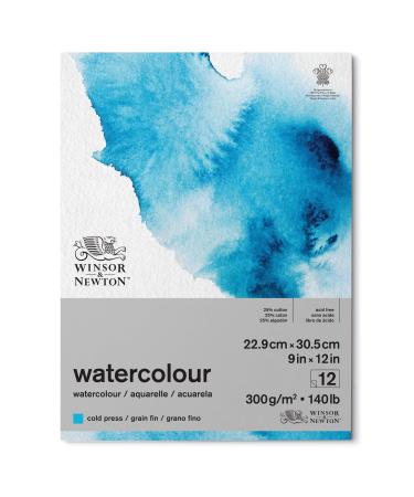 Winsor & Newton Classic Watercolor Paper Pad, 9" x 12", Natural White 9" x 12" Side Glued
