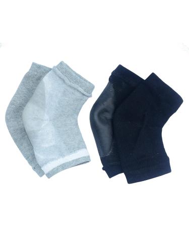 Aokbean Heel Socks - 2 Pairs Moisturizing Gel Socks for Dry Cracked Skin | Open Tip Silicone Foot Care for Men & Women (Black + Gray) - Buy Online on SooperMarket.com