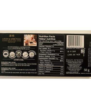 100% Cacao Lindt Pure Dark Chocolate 50g - Buy Online on SooperMarket.com