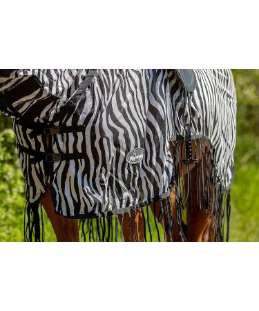 Marengos Zebra Fly Outdoor Ceiling Blanket | Insect Protection | Saddle Cutout & Neck Part | Fine-Meshed Design | Black & White | 125 cm - Buy Online on SooperMarket.com