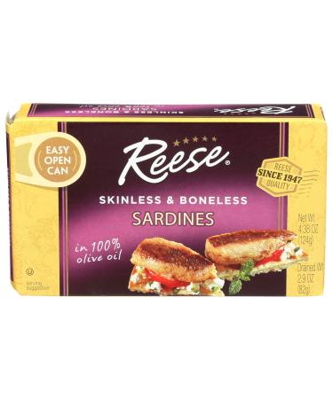 Reese Skinless and Boneless Sardines in 100% Olive Oil, 4.38-Ounces (Pack of 10) In 100% Olive Oil 4.38 Ounce (Pack of 10)