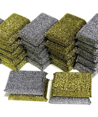 20 pieces lurex potted cleaner 115x75x30 mm gold + silver pot sponge scouring sponge shell sponge anti-scratch sponge pans