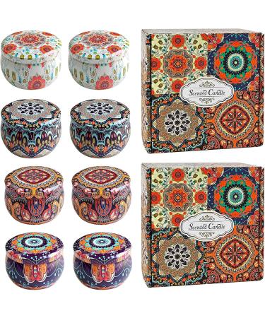 Vetour 8PCs Soy Wax Fragrance Candles - Aromatherapy Orange Lemon Vanilla Rose - 30 Hour Burn Time - Perfect Gift for Women Girls Parties & Birthdays - Retro Bohemian Style - Buy Online on SooperMarket.com