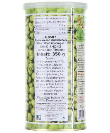 Khao Shong Wasabi Peanuts - Crispy Medium Sharp Snack (350g Can Pack of 2) | International Shipping Available - Buy Online on SooperMarket.com