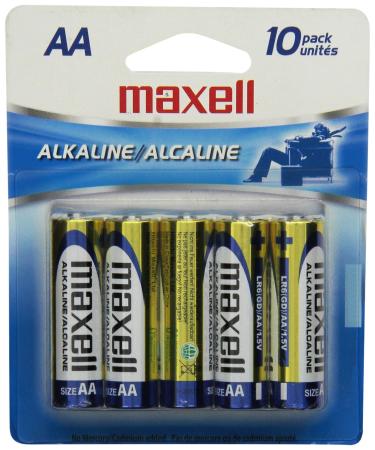 Maxell 723410P Ready-to-go Long Lasting and Reliable Alkaline Battery AA Cell 10-Pack with High Compatibility gold