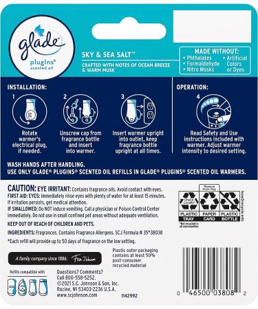 Glade PlugIns Refills Air Freshener - Sky & Sea Salt Scented Essential Oils - 1.34 Fl Oz (2 Count) - Buy Online on SooperMarket.com