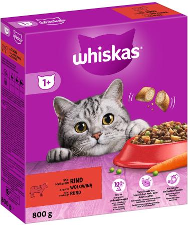 Whiskas Adult 1+ Dry food beef 5x800g (5 packs) - Drying cat food for adult cats - Different product packaging available