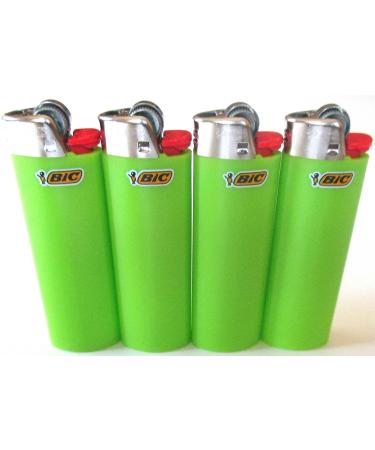 Bic Lime Green Classic Full Size Lighters New Lot of 4