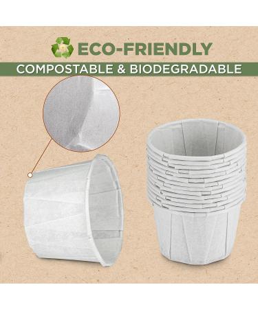 500 Pack 1.25 oz Treated Paper Souffle Portion Cups - White Disposable Cups for Condiments, Samples, Jello Shots, Sauce - Ideal for Measuring - Eco-Friendly Option - Buy Online on SooperMarket.com