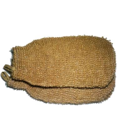 2-Piece Natural Vegetable Fiber Exfoliating Sisal Bath Spa Shower Scrubber Loofah Glove Set - Gentle Skin Care Mitt for Bathing - Anti - Buy Online on SooperMarket.com