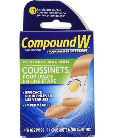 Compound W Wart Remover One Step Pads - 14 Count - Salicylic Acid Maximum Strength For Treatment & Common/Plantar Wart Removal One Step Pads Pads - Buy Online on SooperMarket.com