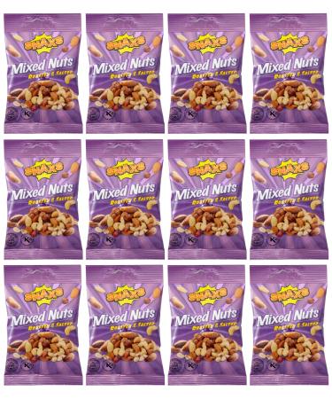 Snaxs Roasted Salted Mixed Nuts 12 x 40g - Almonds Brazil Nuts Cashews Peanuts and Hazelnuts Nuts Snacks - Healthy Kosher Nuts with Fibre Protein and Minerals - Ideal for Snacking