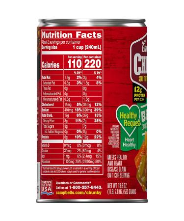Campbells Chunky Healthy Request Soup  Beef Soup With Country Vegetables  18.8 Ounce Can - Buy Online on SooperMarket.com