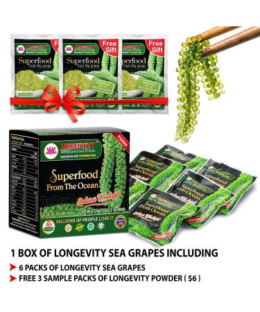 Longevity Dehydrated Sea Grapes 4.23 oz (6 pack) - Umibudo Green Caviar & Lato Seaweed | Boost Immune System & Health, 4.2 oz (Pack of 6) - Buy Online on SooperMarket.com