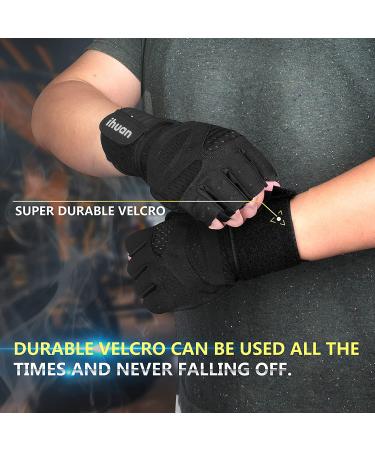 iHuan Ventilated Weight Lifting Gloves with Wrist Wrap Support - Full Palm Protection for Men & Women - Ideal for Weightlifting, Training, Fitness - Black (Large) - Buy Online on SooperMarket.com