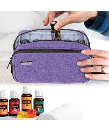 LUXJA Essential Oil Carrying Case - Portable Double-Layer Organizer for 12 Bottles (5ml-15ml) and Roller Bottles - Purple - Buy Online on SooperMarket.com