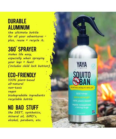 Squito Ban 16oz - Yaya Organics All-Natural Bug Spray | Proven Effective & Family Friendly | Deet-Free Mosquito Repellent - Buy Online on SooperMarket.com