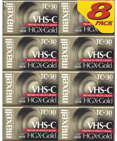 Maxell TC-30 VHS-C Camcorder HGX-Gold Premium High Grade 8-Pack