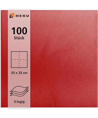 HEKU 100 Red 3-Layer Napkins | 33x33cm | Highly Absorbent & Stylish | Perfect for Events & Gastronomy | Practical 5-Pack - International Shipping Available - Buy Online on SooperMarket.com
