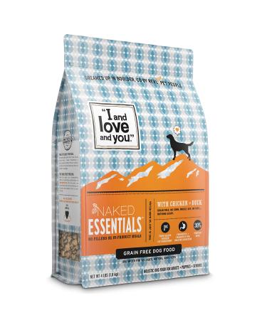 "I and love and you" Naked Essentials Dry Dog Food - Natural Grain Free Kibble, Chicken + Duck, Trial Size, 4-Pound Bag Chicken + Duck 4 Pound (Pack of 1)