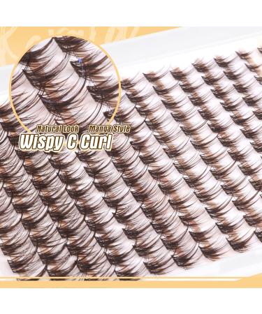 PHKERATA Brown Cluster Lashes Kit - Individual Eyelashes C Curl Extension Set with Glue, Seal, and Tweezers - Buy Online on SooperMarket.com