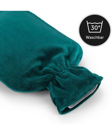Blum Valley 1.5L Baby Heat Bottle - Washable Soft Fleece Hot Water Bottle for Children - Eco-Friendly Natural Rubber - Green Fluffy Bed Bottle - Buy Online on SooperMarket.com