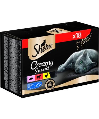 Sheba Catsnacks Creamy Snacks 18 Practical Catleckerli Sticks 18x12g (1 pack) - in the varieties chicken salmon (MSC certified) and beef to lick chicken beef and cheese 12 g (18 pack)