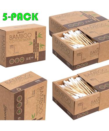Organic Bamboo Cotton Swabs - 1000 Count | Highly Absorbent & Hygienic | Biodegradable & Recyclable | 5 Pack - Ideal for Beauty, Jewelry, Pet Care - Buy Online on SooperMarket.com