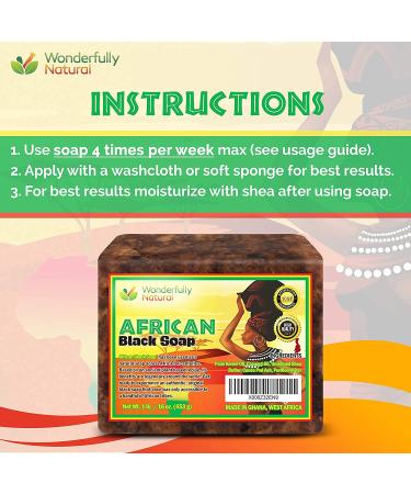 Organic African Black Soap 1lb Bar for Acne & Dark Spots | Face & Body Treatment | 60-Day Guarantee - Buy Online on SooperMarket.com