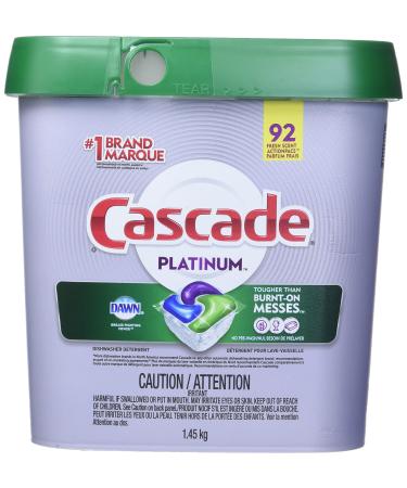 Cascade Platinum Dishwasher Detergent Powder 92 Fresh Scent ActionPacs Net Wt 51.2 Ounce