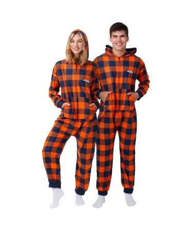 FOCO NFL Team Logo Pajamas One Piece Onsie Denver Broncos Medium Plaid