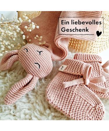 Moyo Baby Gift Set in Ros | 2-Part Gift Set with Knitted Rabbit Towel & Booties | Perfect Newborn Gift for Boys & Girls | Ideal Baby Shower Gift for New Parents - Buy Online on SooperMarket.com