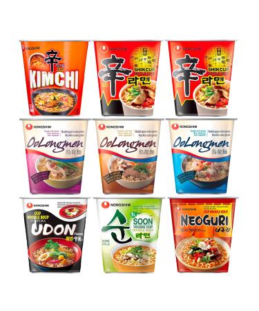 Nongshim Korean Assorted Flavours Instant Noodles Cup Oolongmen Udon Shin Cup Noodles (8 Cups with 5 Different Flavours)