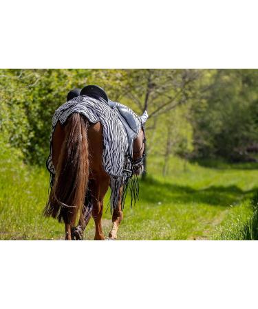 Marengos Zebra Fly Outdoor Ceiling Blanket | Insect Protection | Saddle Cutout & Neck Part | Fine-Meshed Design | Black & White | 125 cm - Buy Online on SooperMarket.com