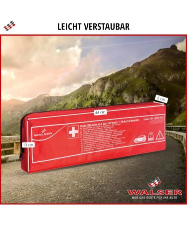 Walser 2024 Car Bandage Pocket - STVO Compliant 3-in-1 First Aid Set with Breakdown Triangle & Warning Vest | DIN 13164 Approved - Buy Online on SooperMarket.com