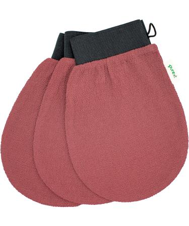 PureXT 3 Exfoliating Gloves - Kessa Hammam Body Scrubber - Fake Tan Remover Exfoliator Mitts (250D)