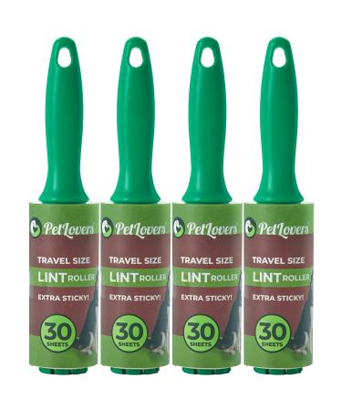 PetLovers Mini Lint Rollers Extra Sticky (4 Pack) - Travel Size Lint Rollers for Pet Hair