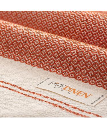 Evelynen Turkish Hand Towels Set of 2 - Boho Farmhouse Decor | 100% Cotton | 16x32 - Brick - Buy Online on SooperMarket.com
