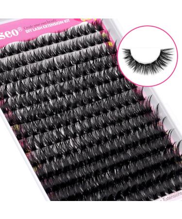 wiwoseo Russian Cluster Lashes Kit - Individual Eyelash Extensions with Glue (0.07D Volume, 9-16MM) - Buy Online on SooperMarket.com