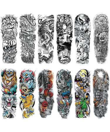 GFHIH Christmas Full Arm Temporary Tattoos for Men and Women - Waterproof & Realistic Sleeve Designs - Long Lasting Holiday Gift - 12 Sheets (L19xW7) - Buy Online on SooperMarket.com